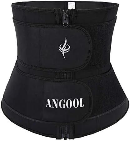 angool neopren waist trainer for womenworkout plus size trimmer belt sauna sweat corset cincher with zipper black